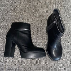 Black platform booties
